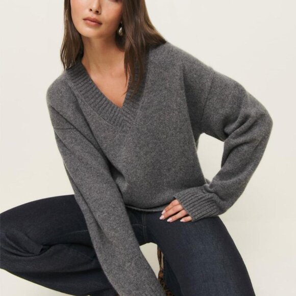 Reformation Jadey Sweater in Thunderstorm Grey - Picture 6 of 6